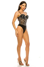 Black Rhinestone Sleeveless Bodysuit