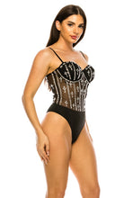 Black Rhinestone Sleeveless Bodysuit