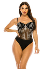 Black Rhinestone Sleeveless Bodysuit