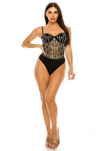Black Rhinestone Sleeveless Bodysuit