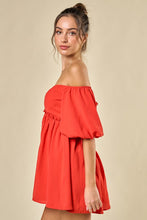 Tomato Red Off Shoulder V-wire Ruffle Detail Romper