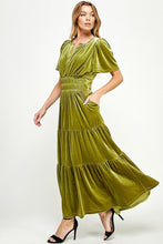 Moss Velvet Tiered Dress