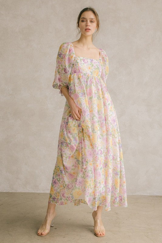 Multi Floral And Color Baby Doll Dress