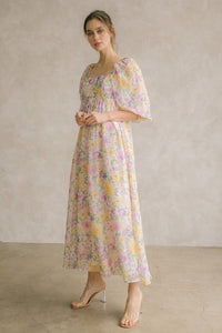 Multi Floral And Color Baby Doll Dress