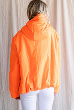 Neon Orange Solid Drawstring Puffer Jacket