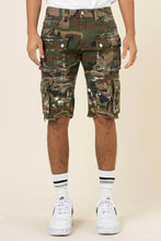 Camo Hand Painted Multi Cargo Black Denim Shorts