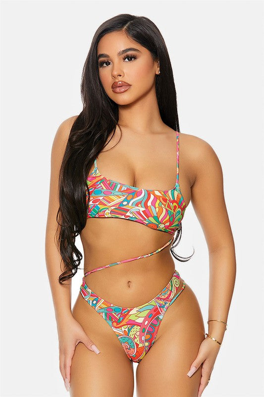 Multi Strappy Hip One Piece Swimsuit
