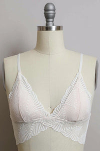 Ivory Butterfly Scallop Lace Bralette