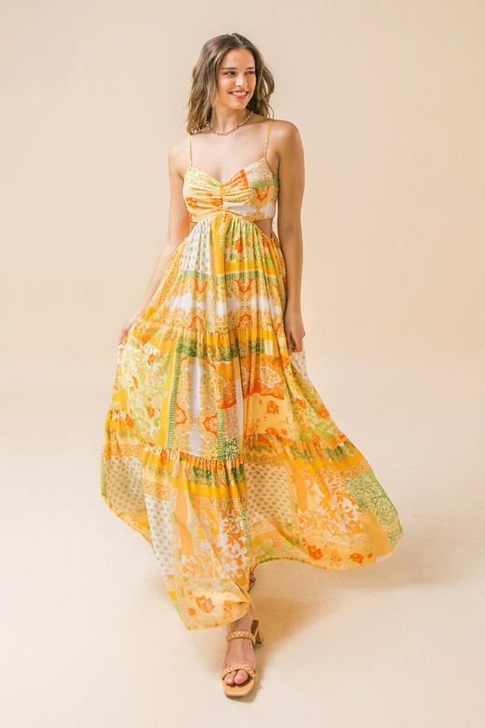 Ivory Yellow Print Maxi Dress