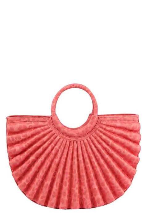 Red Leopard Printed Pleated Half Moon Satchel