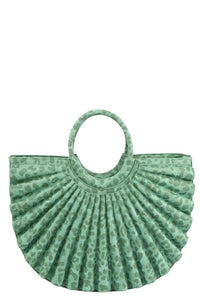 Green Leopard Printed Pleated Half Moon Satchel