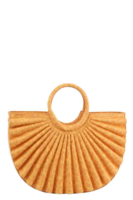 Yellow Leopard Printed Pleated Half Moon Satchel