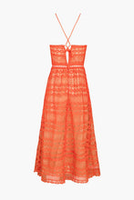Mandarin Red Crochet Lace Midi Dress