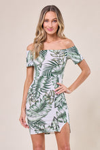 Floral Print Off Shoulder Split Hem Dress
