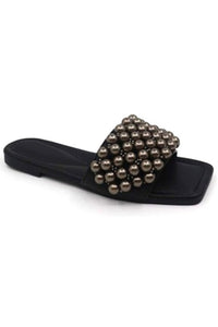 Black Fashion Faux Pearl Sandals