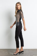 Black Rhinestone Mesh Blouse
