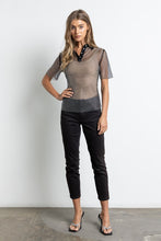 Black Rhinestone Mesh Blouse