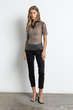 Black Rhinestone Mesh Blouse