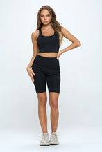 Black Sports Bra And Biker Shorts Set