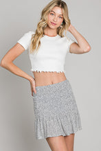 Ivory Dot Print Smocked tiered Mini Skirt