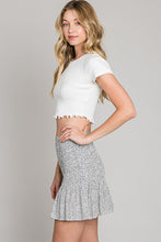 Ivory Dot Print Smocked tiered Mini Skirt