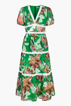 Kelly Green Lian Jacquard Printed Midi Dress
