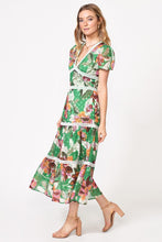 Kelly Green Lian Jacquard Printed Midi Dress