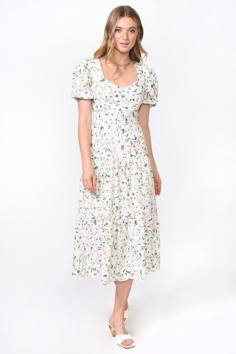 Green Multi Felicia Cotton Eyelet Midi Dress