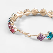Multi Diamond Shape Rhinestone Hoop Earrings