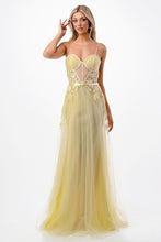 Yellow Chiffon Sweetheart Strapless Sheer Qilllusion Prom Dress