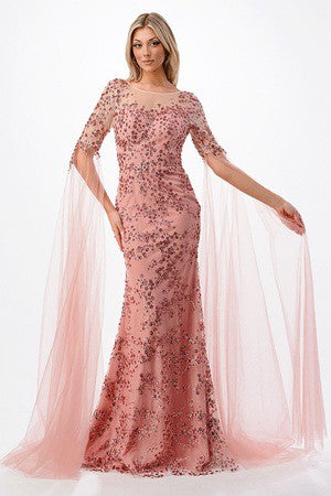 Dusty Rose Tight Fitting Beaded Sexy Dress Mermaid Prom Dress