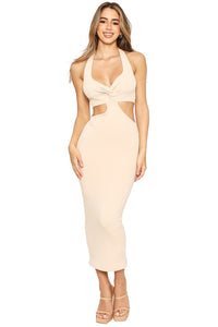 Cream Cut Out Mid Dress