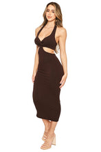 Dark Brown Cut Out Mid Dress
