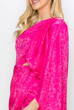 Fuchsia Jacquard One Shoulder Mini Dress