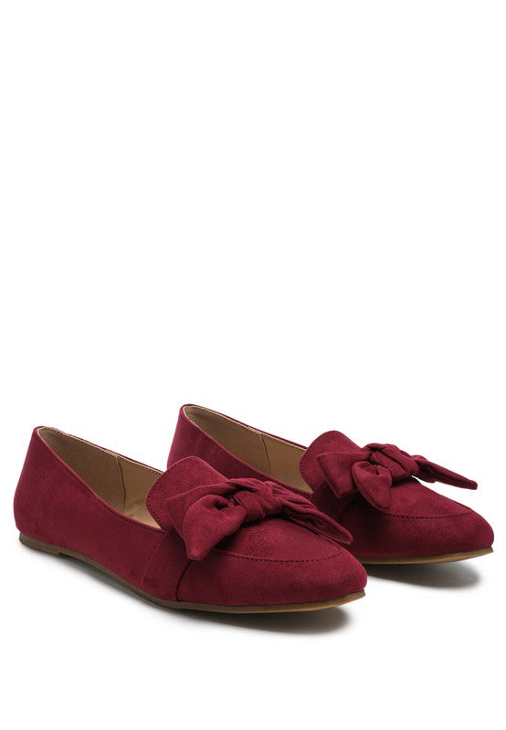 Dark Red London Rag Casual Walking Bow Loafers