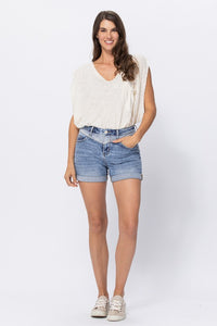 Light Blue Two Tone Denim Shorts