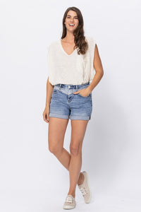 Light Blue Two Tone Denim Shorts
