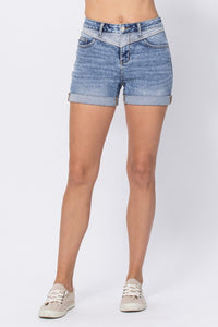 Light Blue Two Tone Denim Shorts