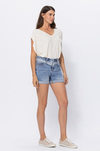Light Blue Two Tone Denim Shorts