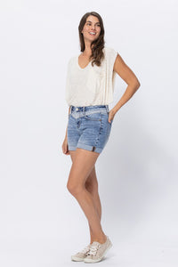 Light Blue Two Tone Denim Shorts