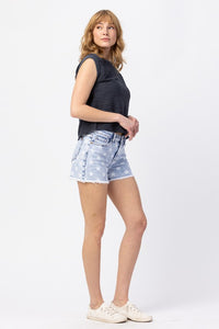Star Print Acid Wash Shorts