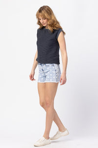 Star Print Acid Wash Shorts