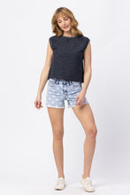 Star Print Acid Wash Shorts