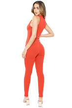 Orange Sleeveless Jumpsuits With Zipper Detail