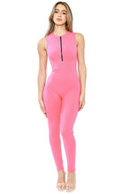 Pink Sleeveless Jumpsuits With Zipper Detail