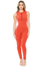 Orange Sleeveless Jumpsuits With Zipper Detail