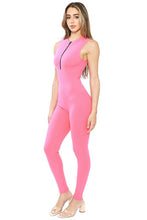 Pink Sleeveless Jumpsuits With Zipper Detail
