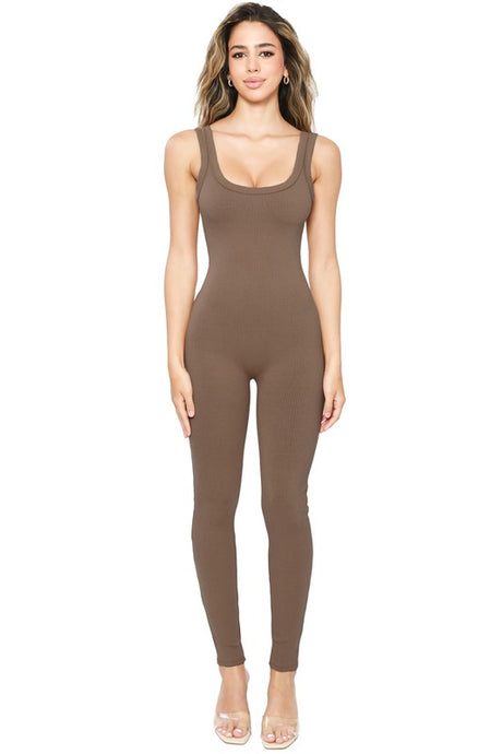 Brown Sleeveless Jumpsuits