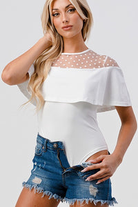 White Fashion Space - Solid Mesh Bodysuit