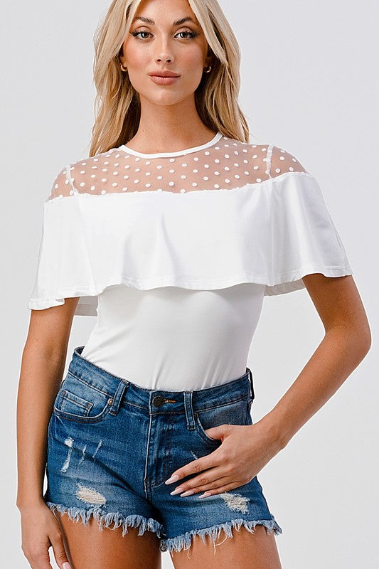 White Fashion Space - Solid Mesh Bodysuit